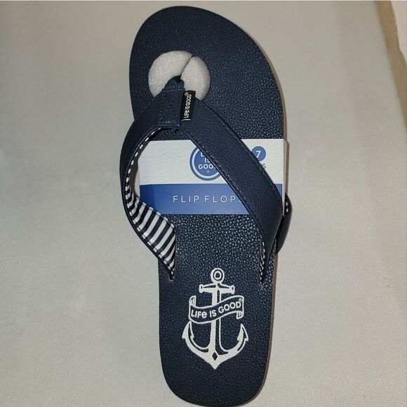 Life Is Good Blue w Nautical Anchor Sandals • Texture Sole • NEW • Sizes 7 8 9 - Picture 9 of 15
